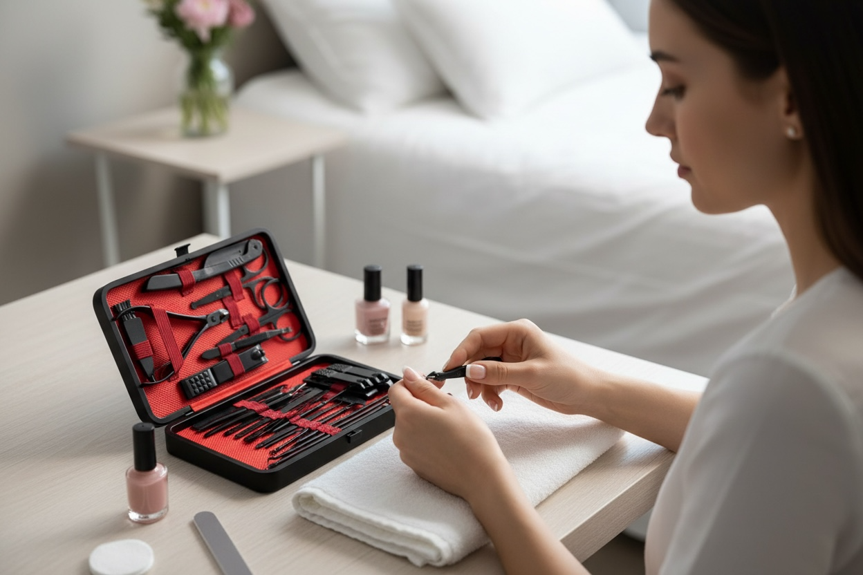 Professional Manicure Pedicure Set - 18-Piece Nail Care Kit with Travel Case (Open Box, Like New)