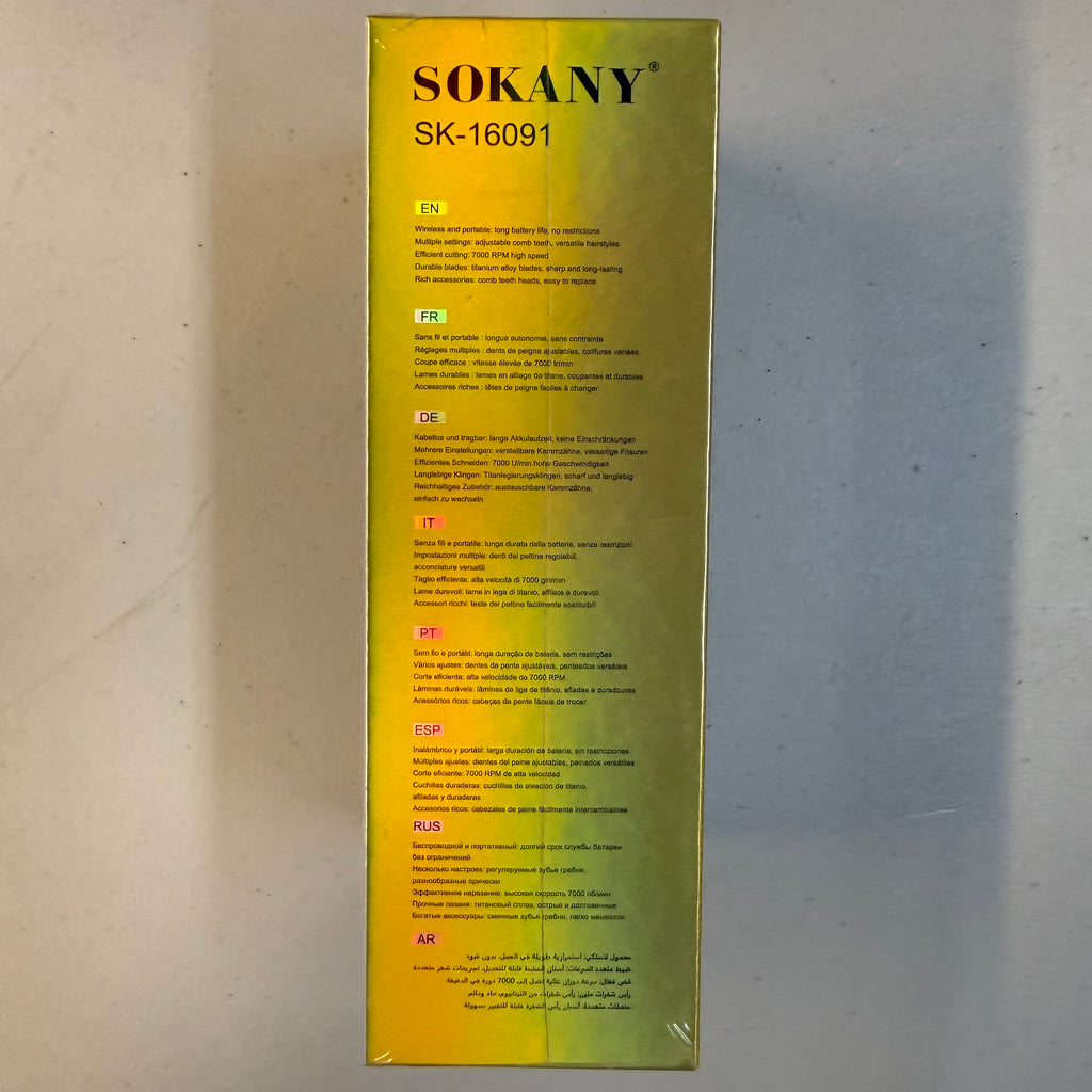 SOKANY SK-16091 Professional Hair Trimmer - 7000 RPM High Speed Cordless