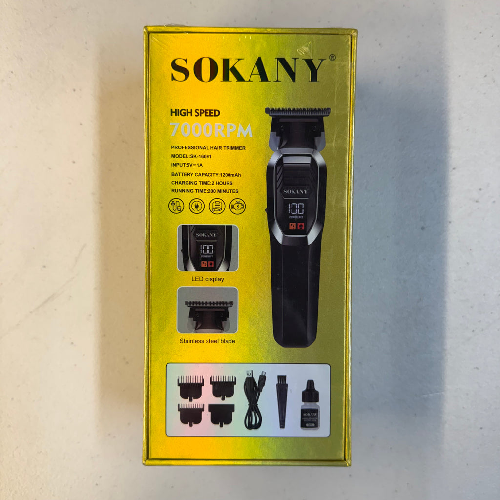 SOKANY SK-16091 Professional Hair Trimmer - 7000 RPM High Speed Cordless