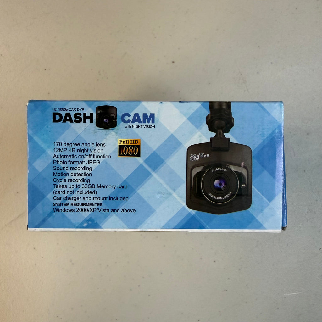 HD 1080p Dash Cam with Night Vision - 170° Wide Angle (Open Box - Like New)
