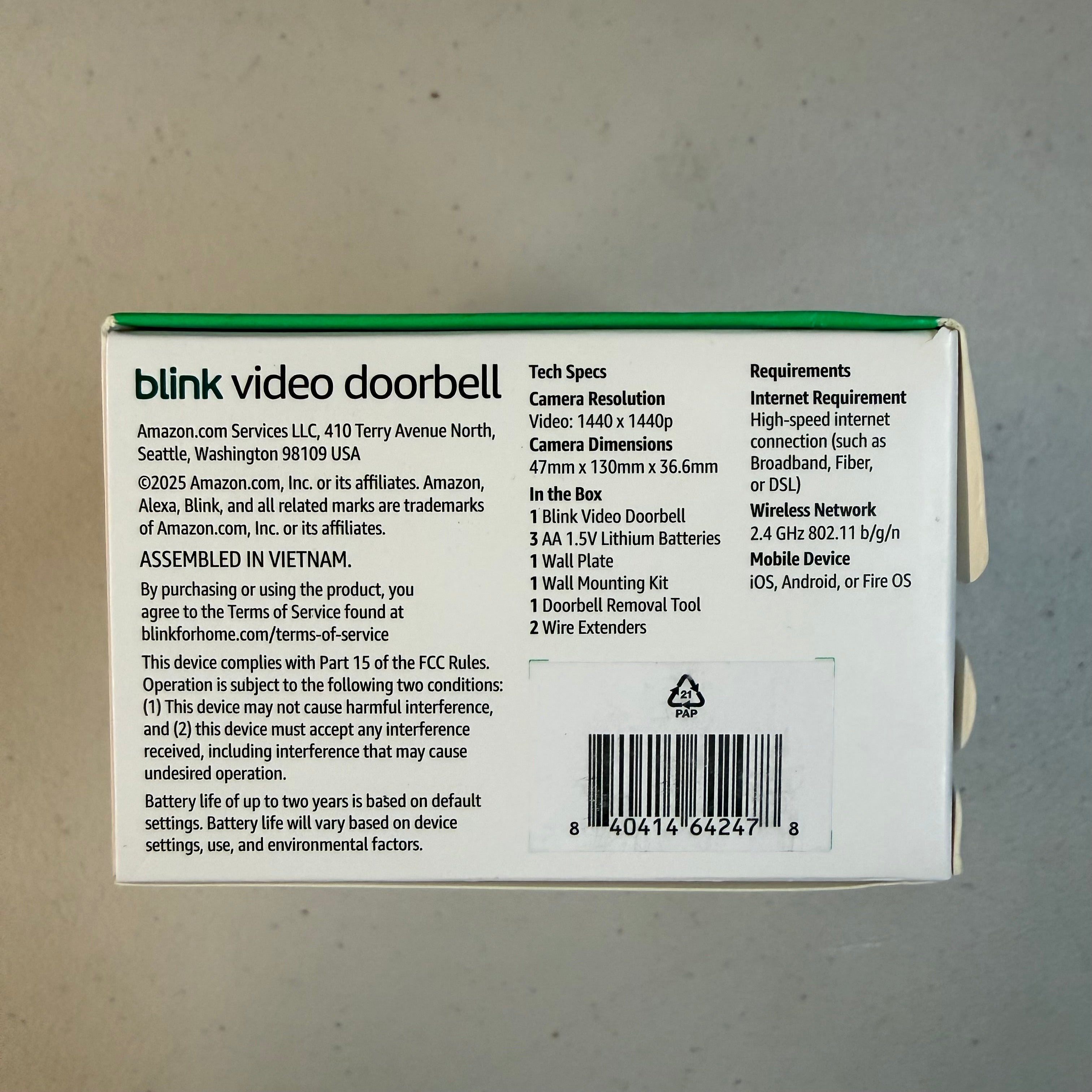 Blink Video Doorbell - 2nd Generation, Battery Powered (Open Box - Like New)