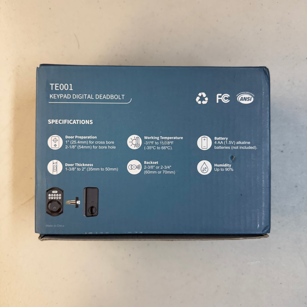 TEEHO Keypad Digital Deadbolt TE001 - Single Cylinder Smart Lock (Open Box - Like New)