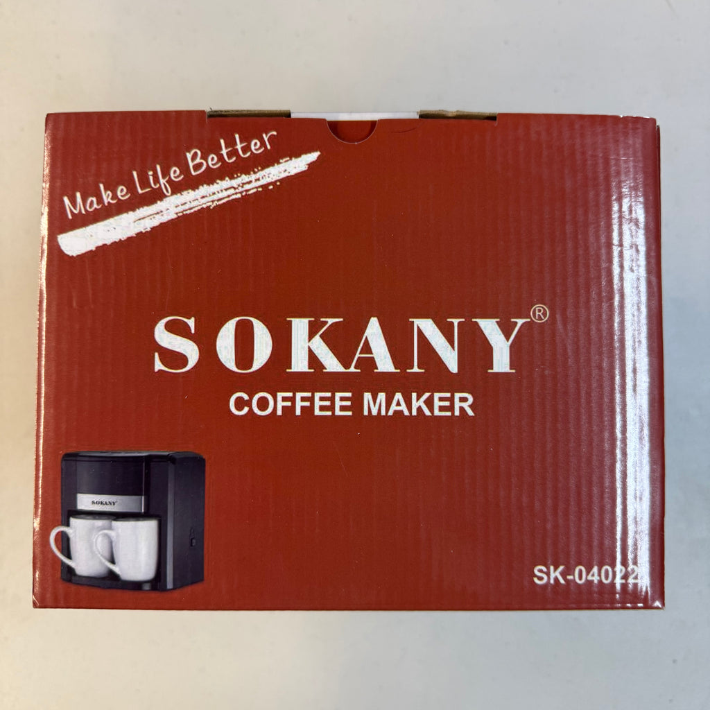 SOKANY Electric Coffee Maker SK-04022 - 2 Cup with Porcelain Mugs (Open Box - Like New)