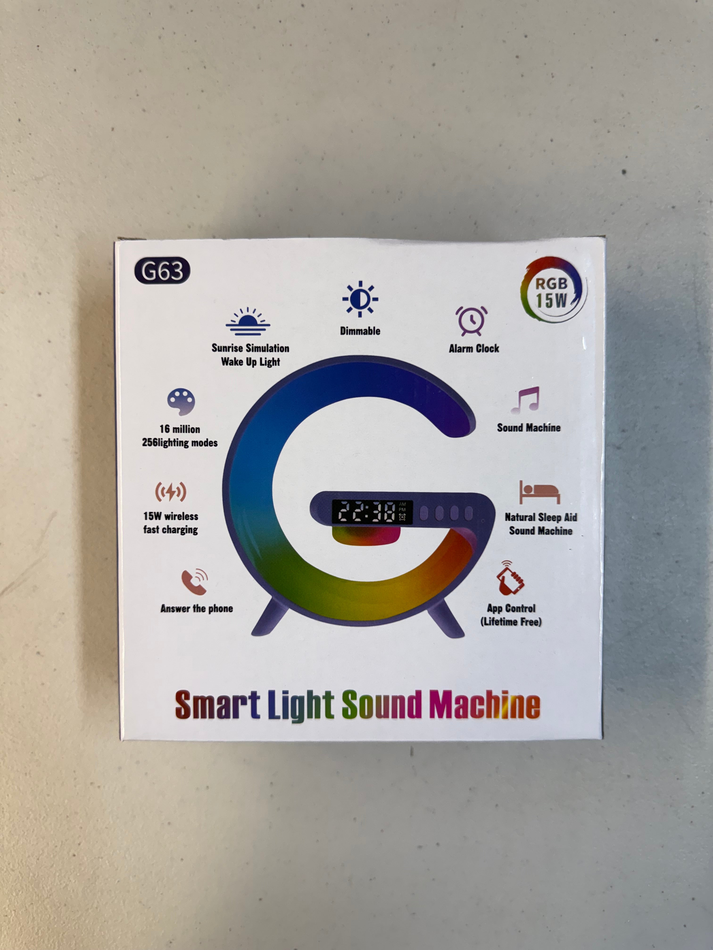 G63 Smart Light Sound Machine with Wireless Charging & Alarm Clock (Open Box - Like New)