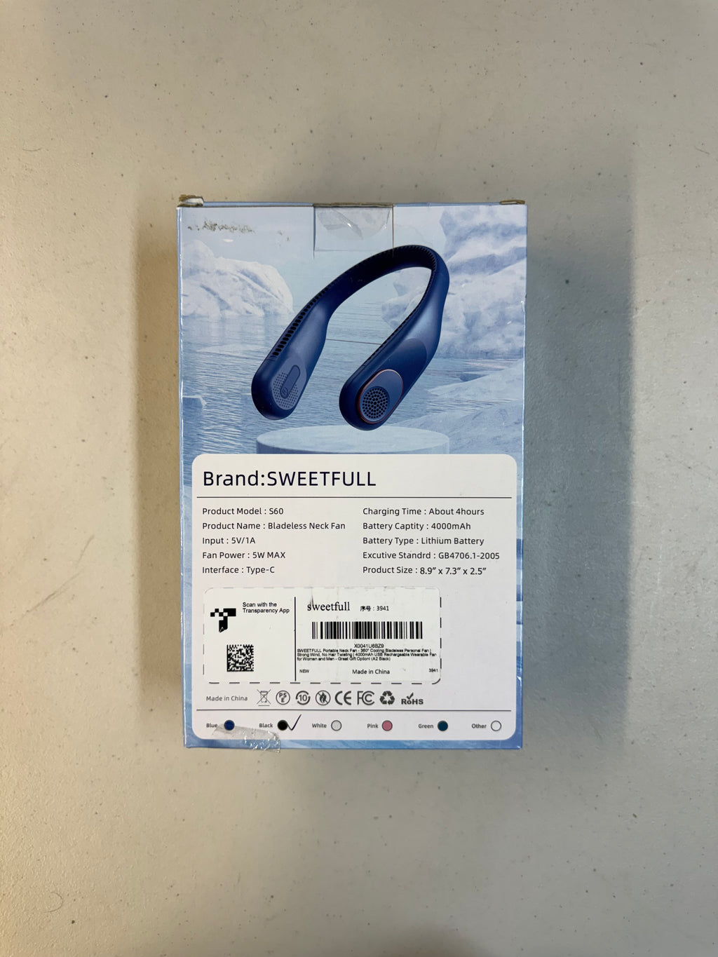 SWEETFULL Bladeless Neck Fan - Portable Hands-Free Cooling Fan - Open Box Like New