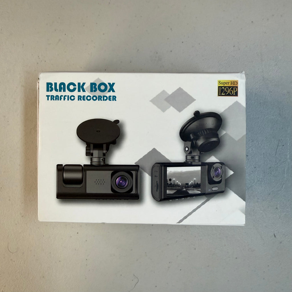 Black Box Traffic Recorder - 1296P Dual Channel Dash Cam with Rear View - Open Box Like New