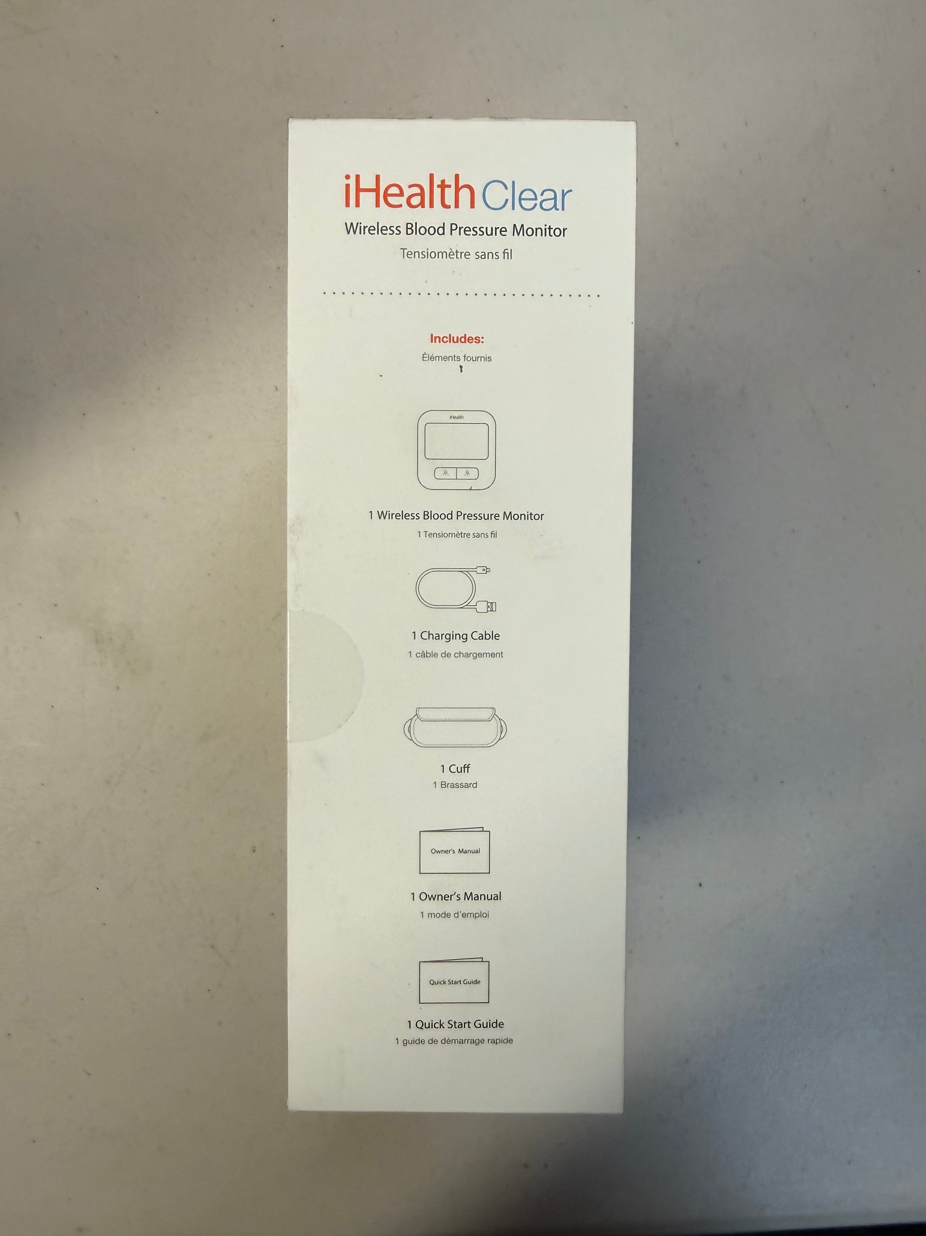 iHealth Clear Wireless Blood Pressure Monitor BPM1 (Open Box - Like New)