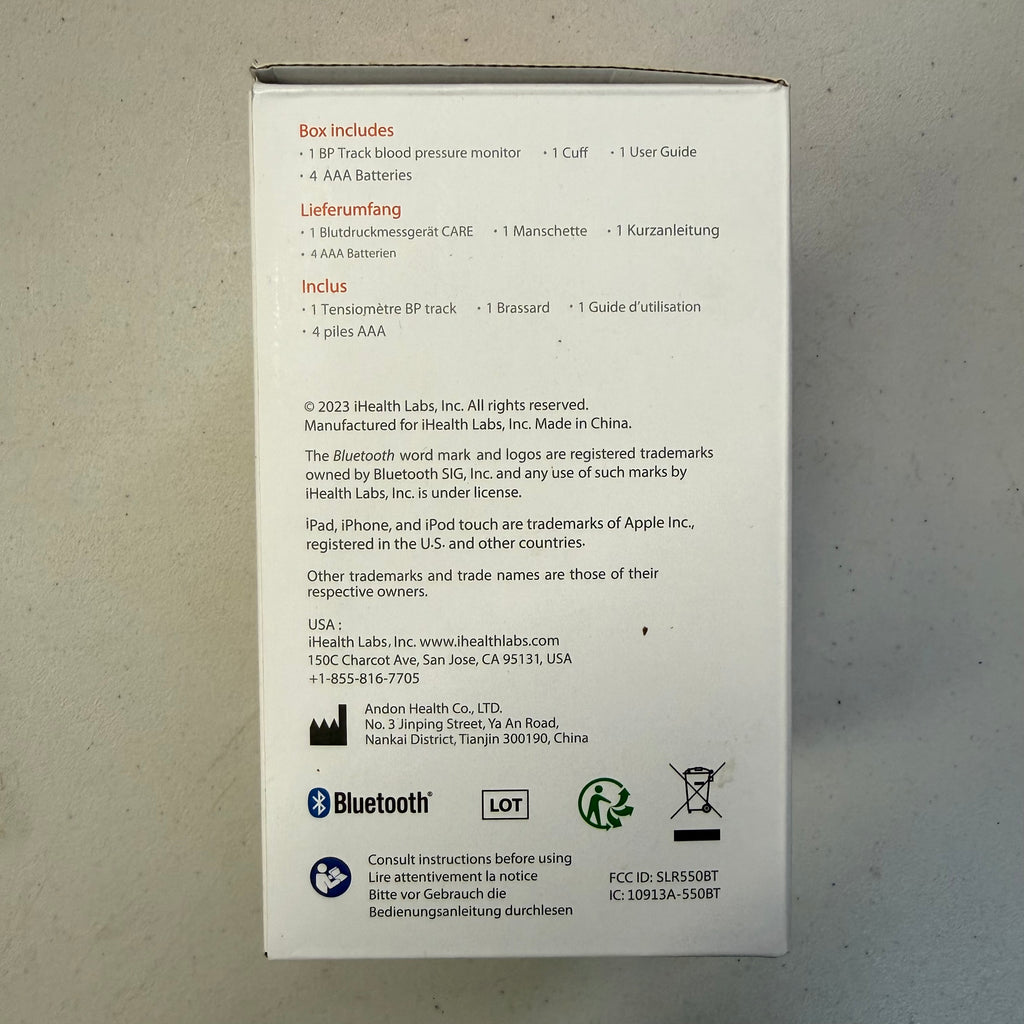 iHealth Track Connected Blood Pressure Monitor KN-550BT (Open Box - Like New)