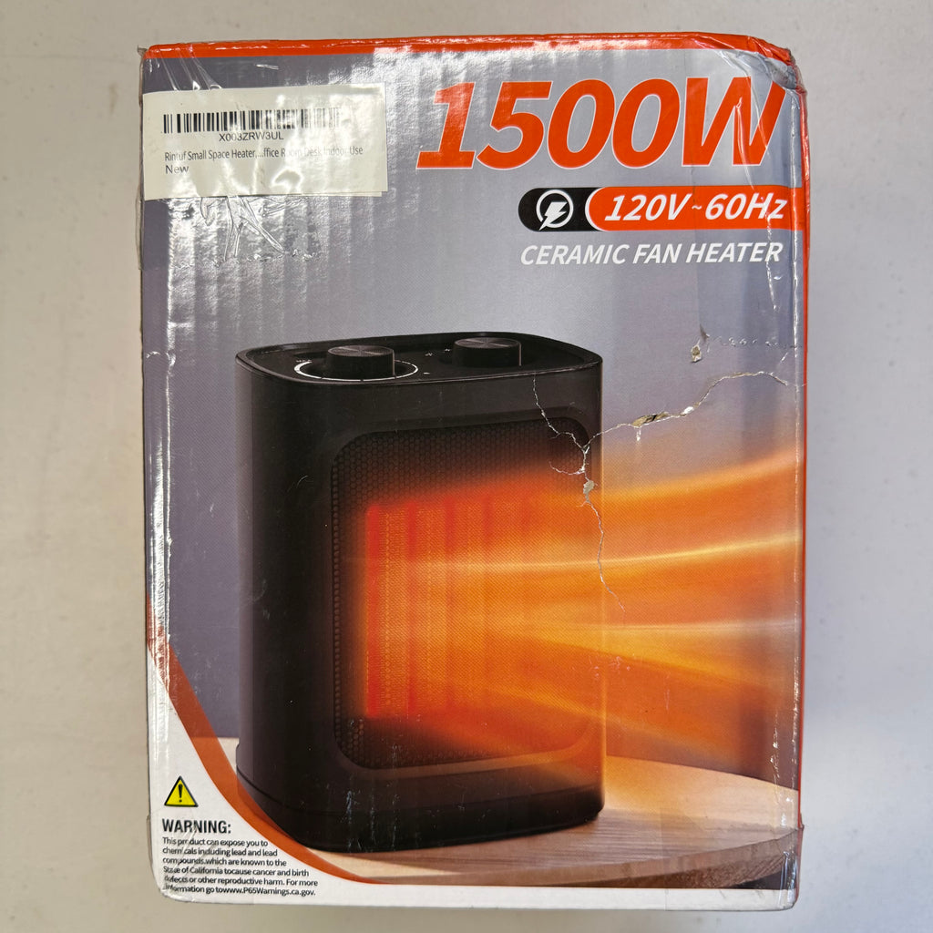 1500W Ceramic Fan Heater - Portable Space Heater with Thermostat (Grade A - Box Damaged)