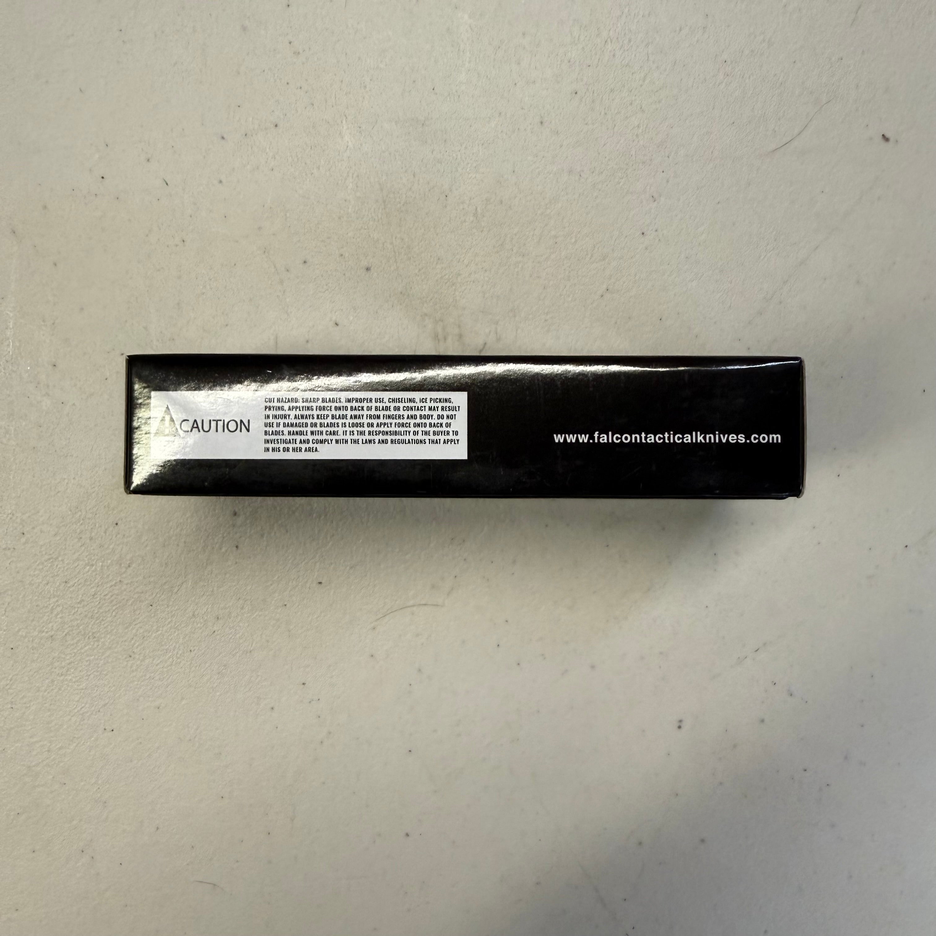 Falcon Knives Folding Knife - Blue Damascus Wood Handle (Open Box - Like New)