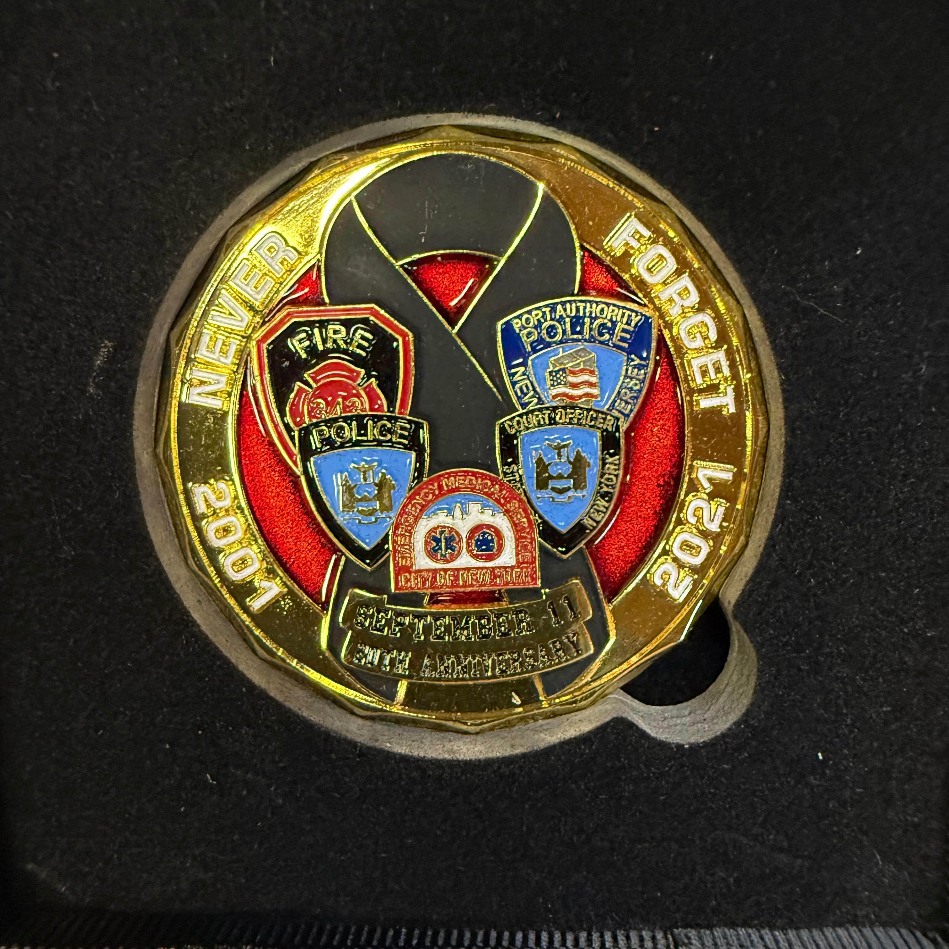 9/11 20th Anniversary Commemorative Challenge Coin - Never Forget 2001-2021 (Open Box - Like New)