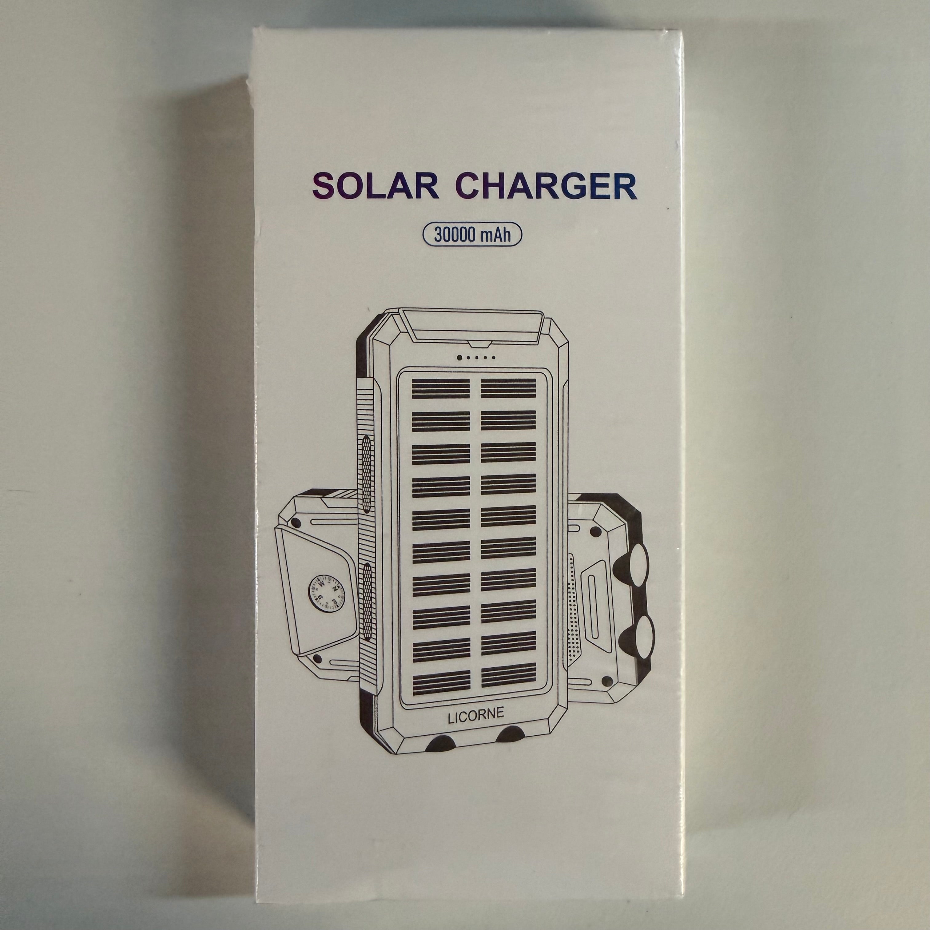 Solar Charger Power Bank 30000mAh - Portable Solar Battery Charger (New in Box)