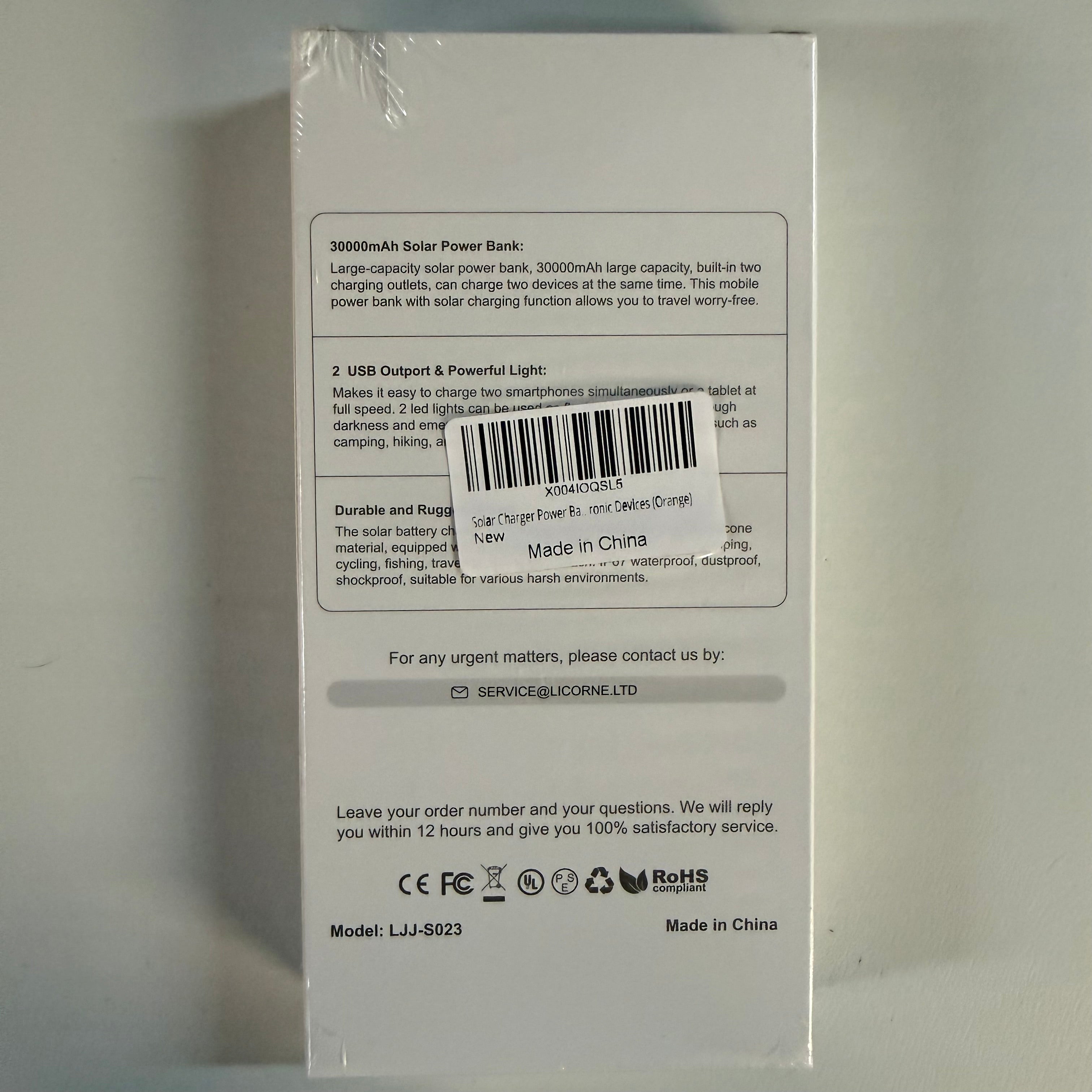 Solar Charger Power Bank 30000mAh - Portable Solar Battery Charger (New in Box)