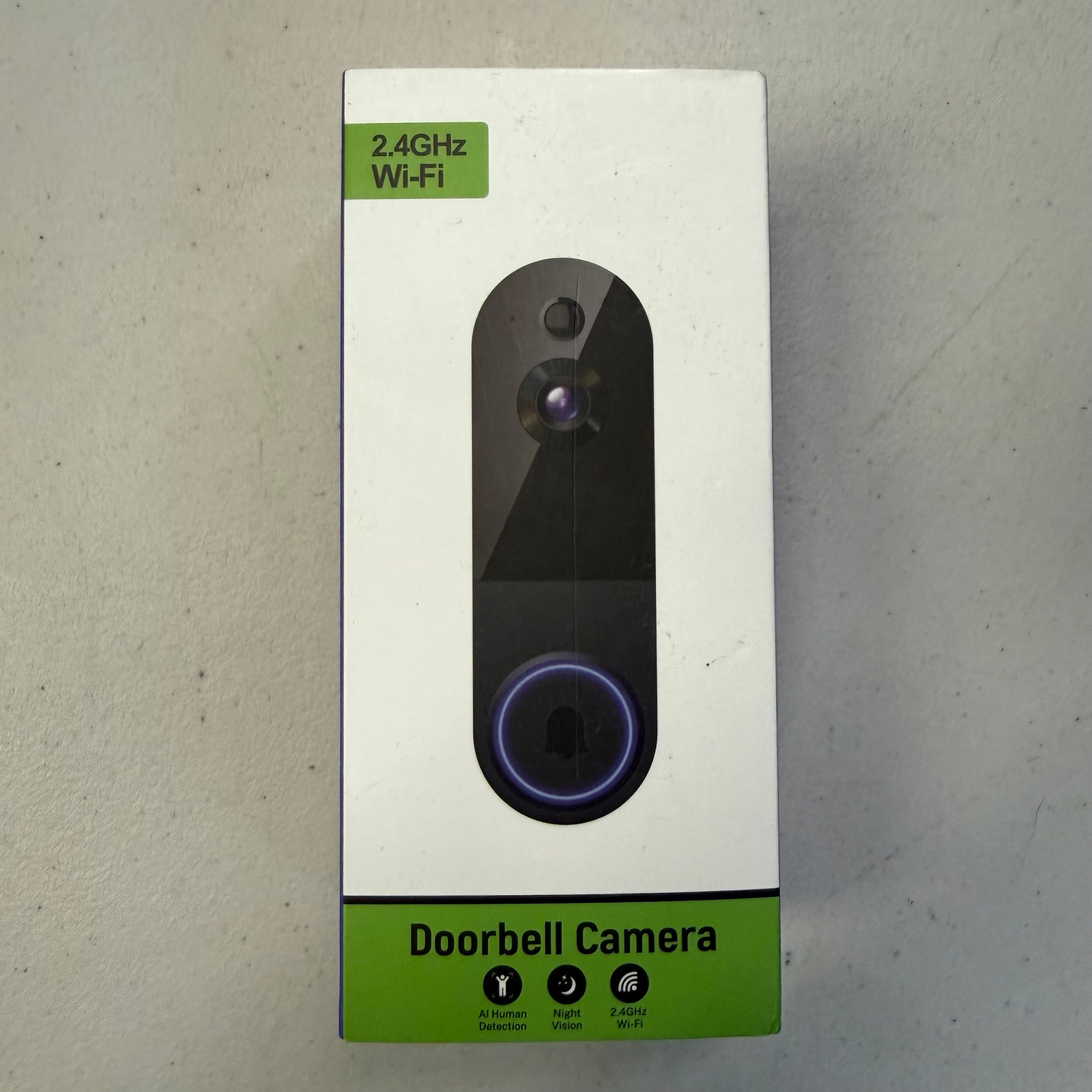 Smart Doorbell Camera 2.4GHz WiFi - AI Human Detection & Night Vision (Open Box - Like New)