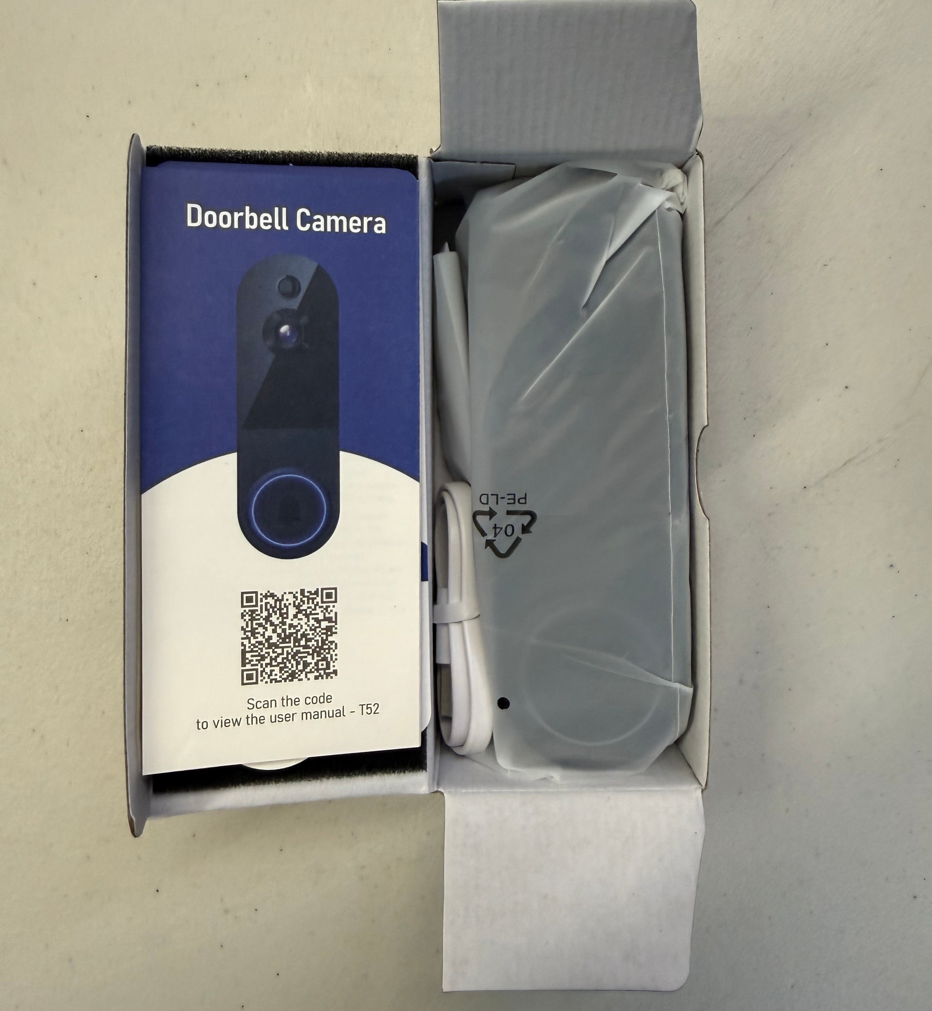 Smart Doorbell Camera 2.4GHz WiFi - AI Human Detection & Night Vision (Open Box - Like New)