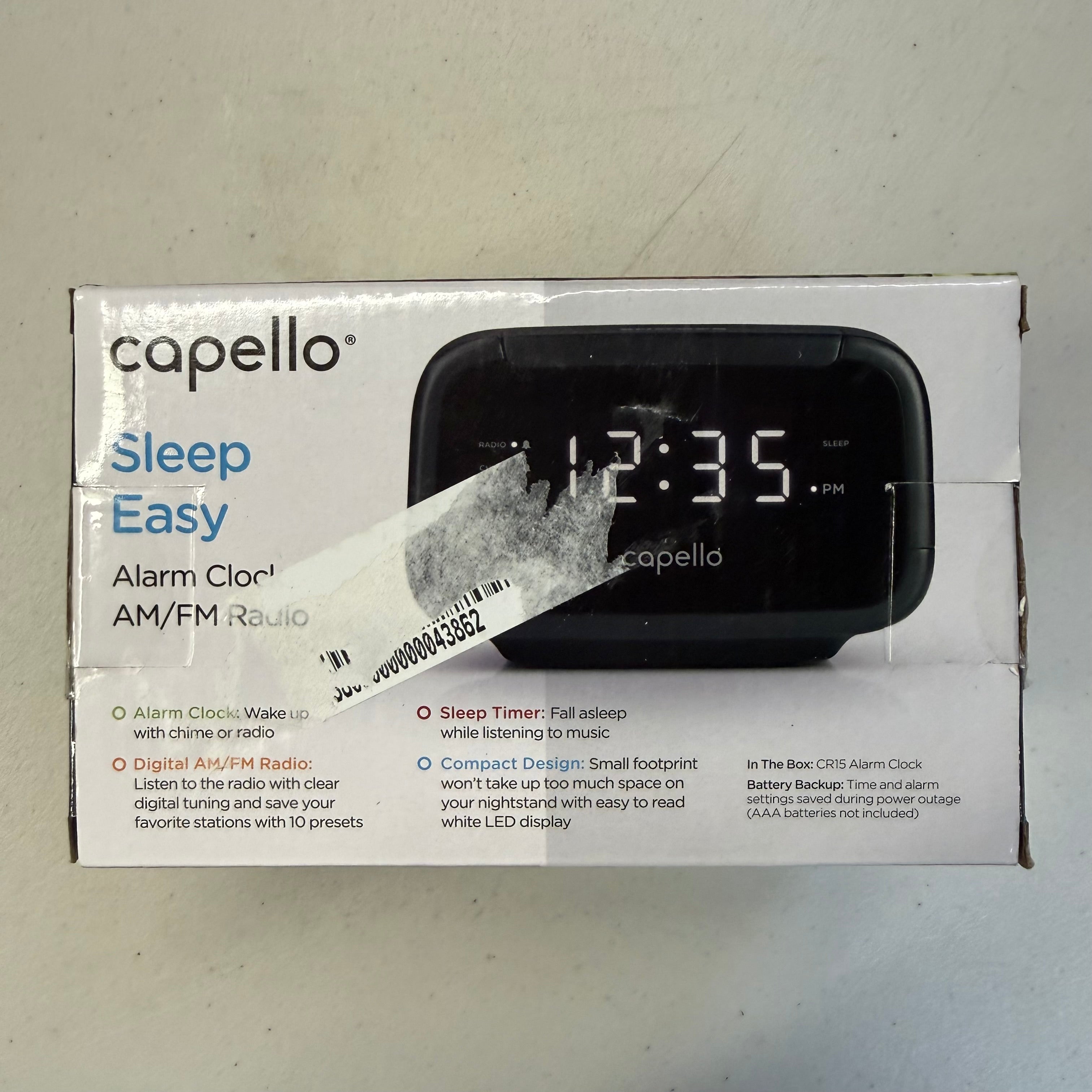 Capello Sleep Easy Alarm Clock with AM/FM Radio - CR15 (Open Box - Like New)