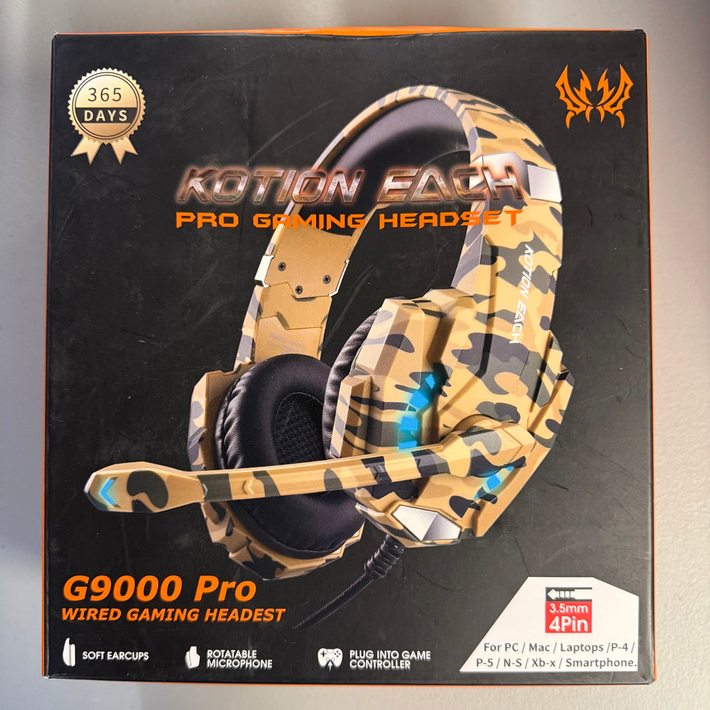 KOTION EACH G9000 Pro Gaming Headset - Camo with LED Light (Open Box, Like New)