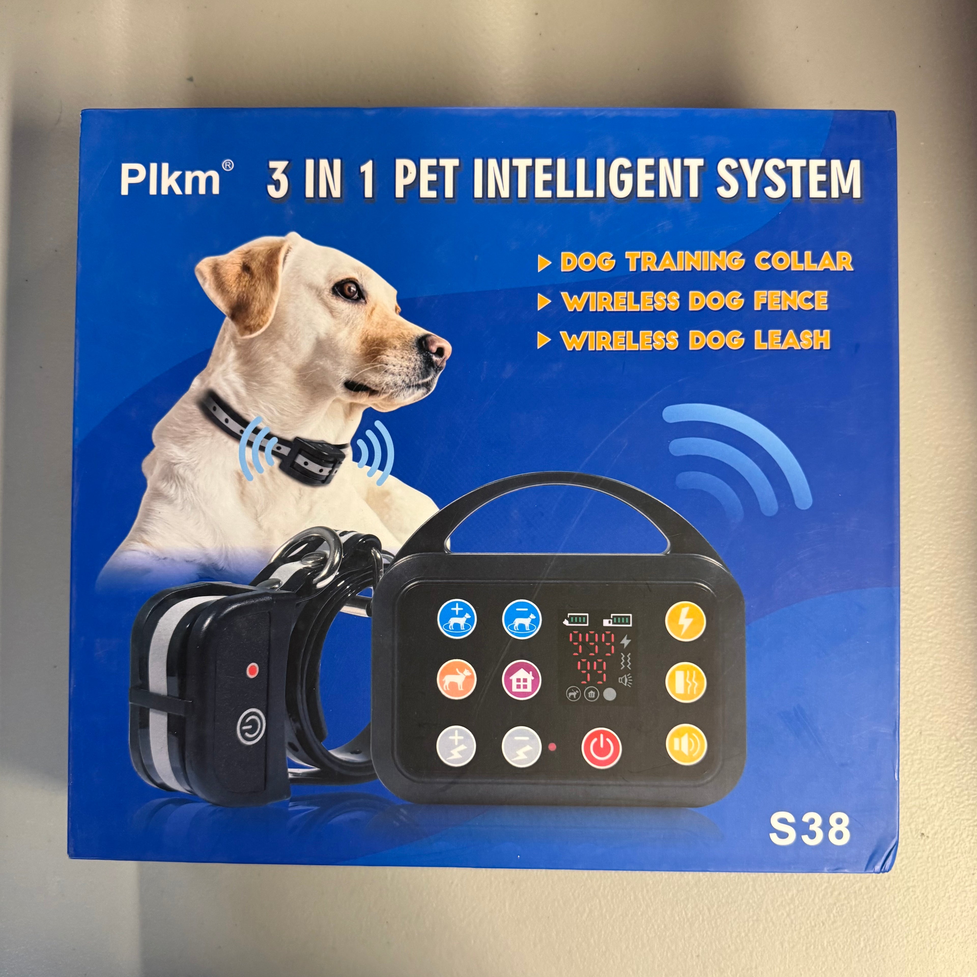Plkm 3-in-1 Pet Intelligent System S38 - Dog Training Collar & Wireless Fence (Open Box, Like New)