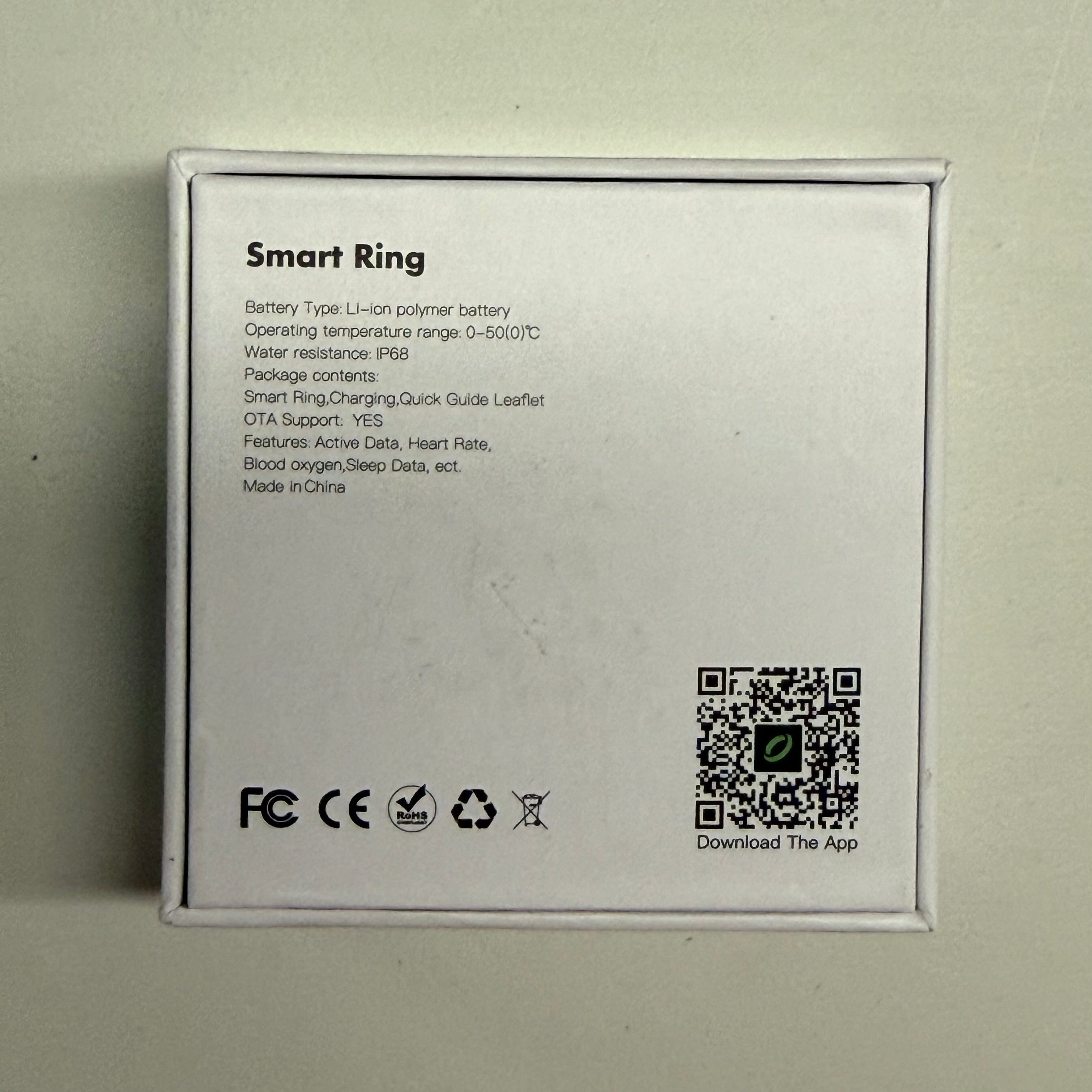 Smart Ring Size 9 Black - Health Tracking with Heart Rate & Blood Oxygen (Open Box, Like New)