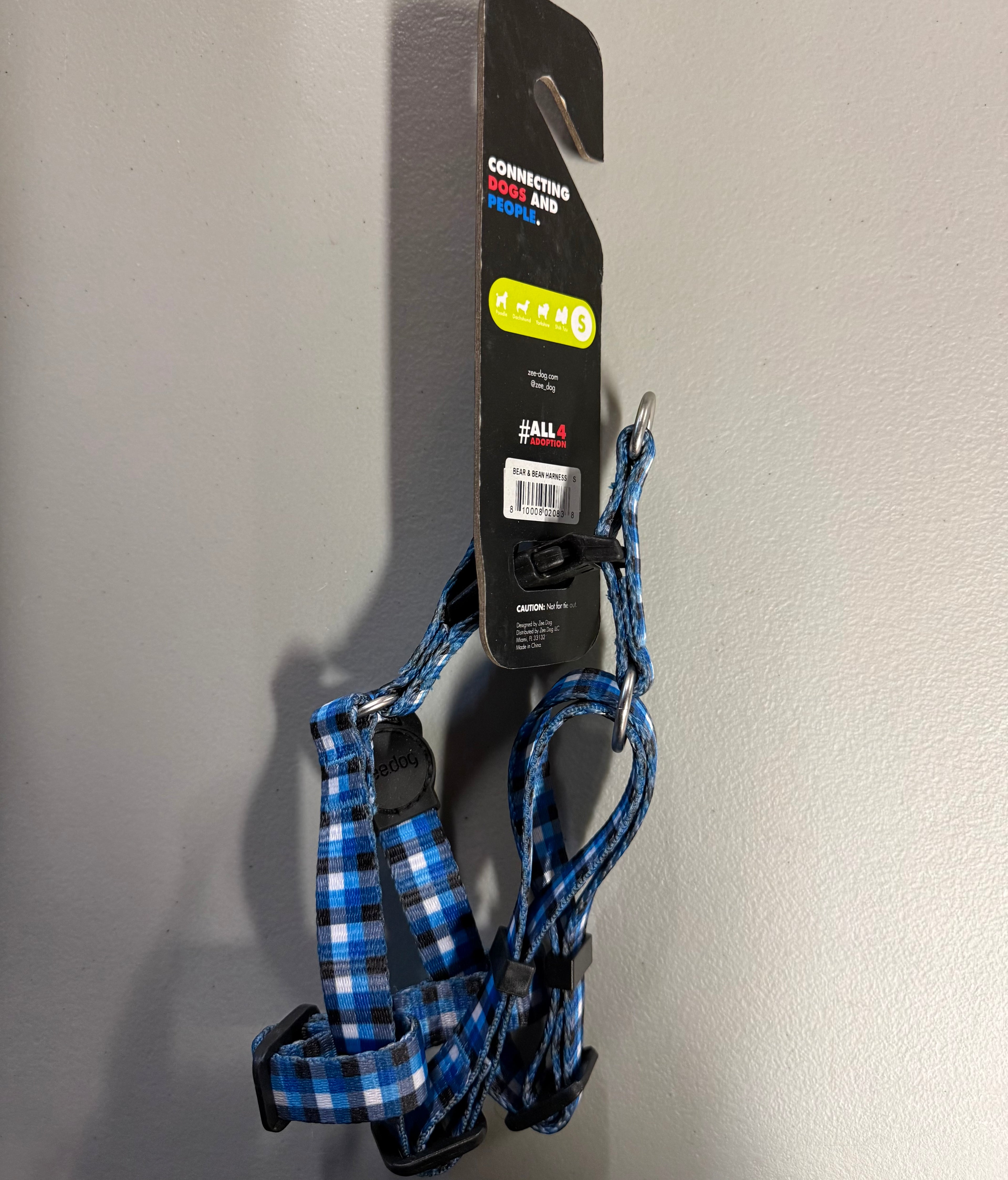 ZeeDog Small Dog Harness - Blue Plaid Pattern - Adjustable Step-In Design