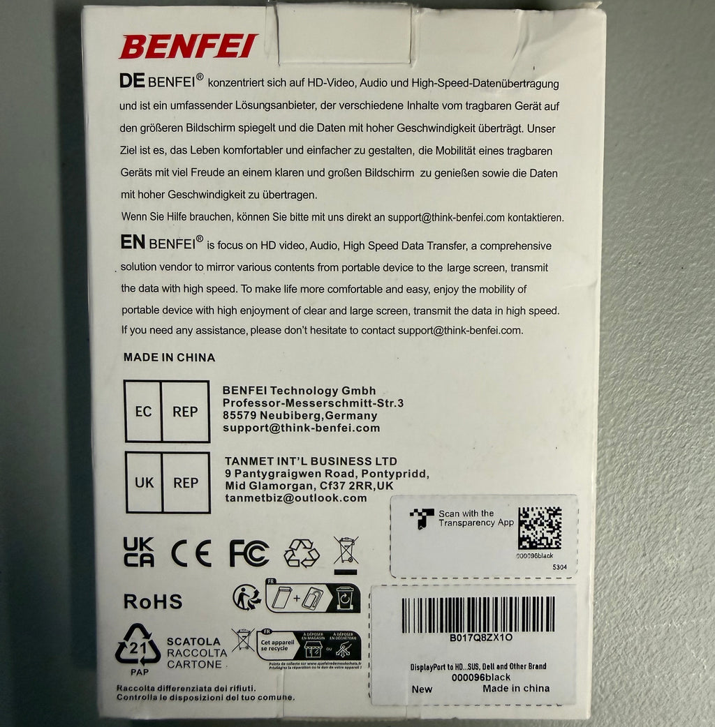 BENFEI DisplayPort to HDMI Cable - 6ft High Speed Adapter Cable - Open Box Like New
