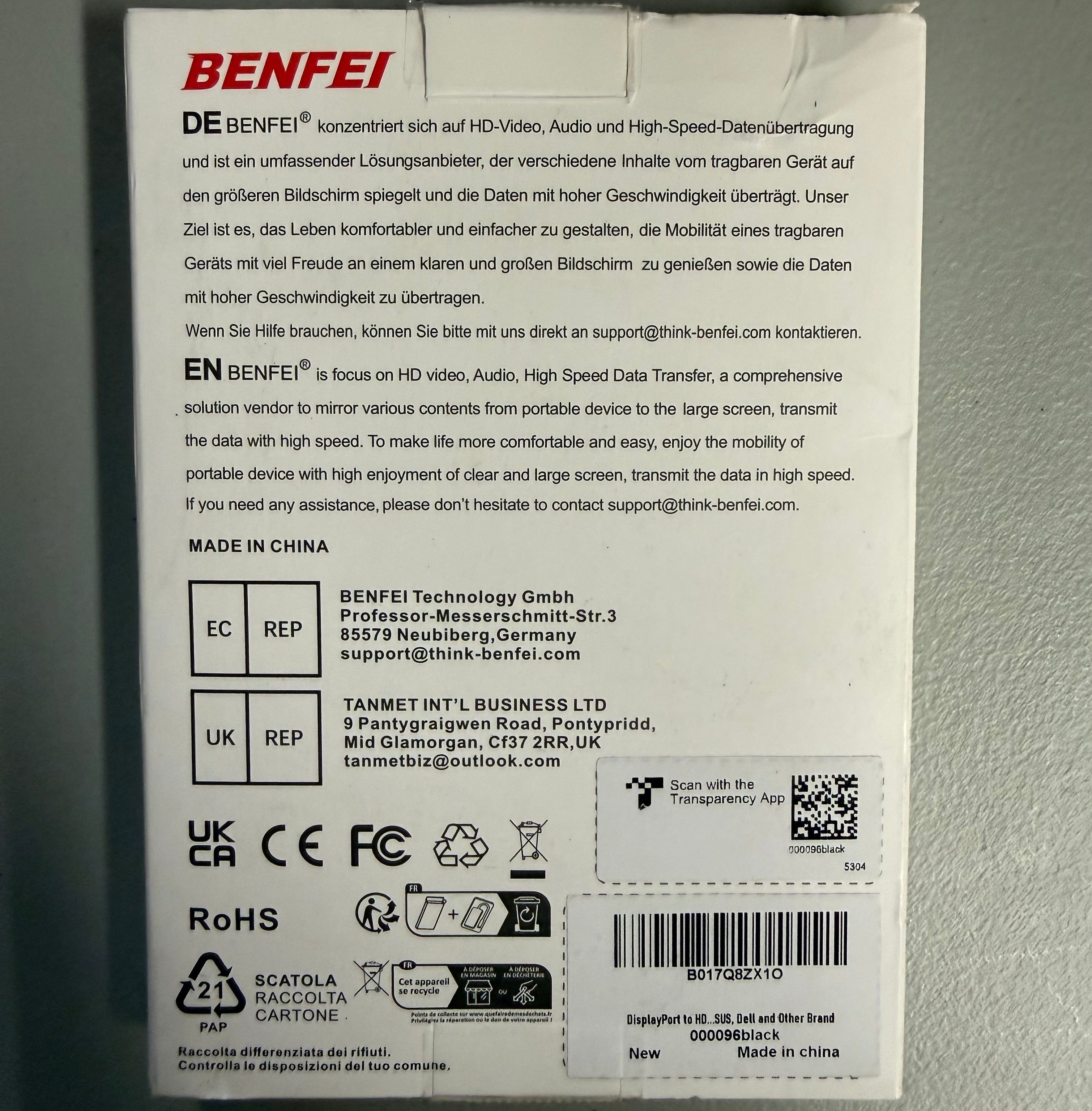 BENFEI DisplayPort to HDMI Cable - 6ft High Speed Adapter Cable - Open Box Like New