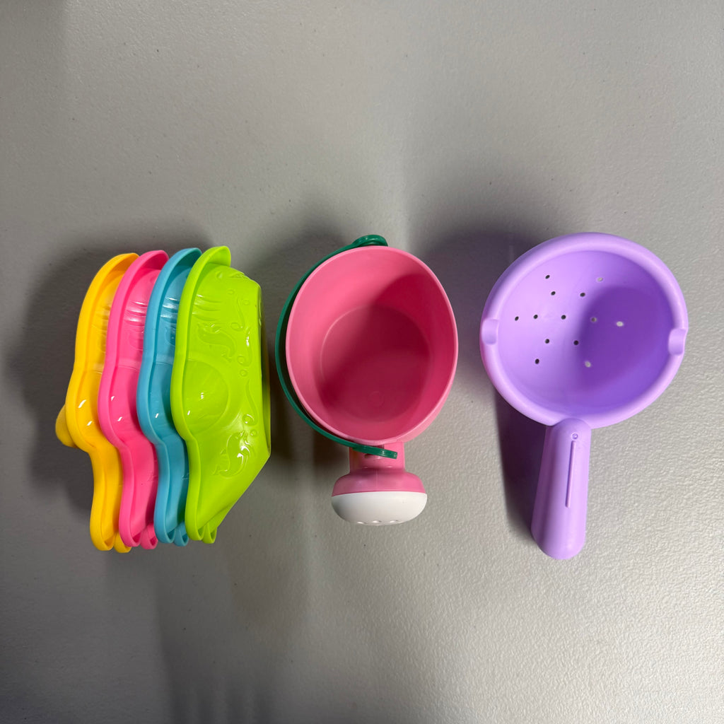 Baby Water Bath Toys Toddler Set - Colorful Stacking Cups & Watering Can - Open Box Like New