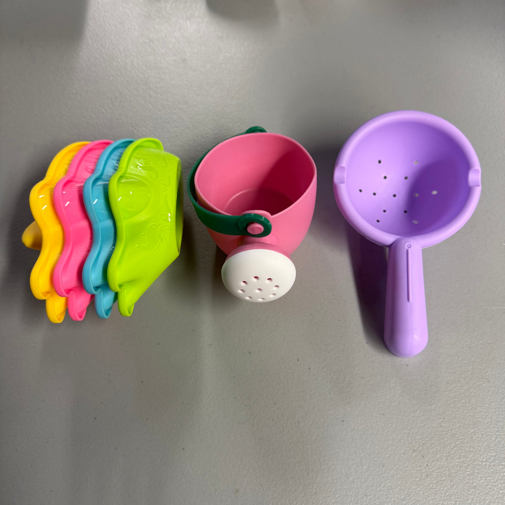 Baby Water Bath Toys Toddler Set - Colorful Stacking Cups & Watering Can - Open Box Like New