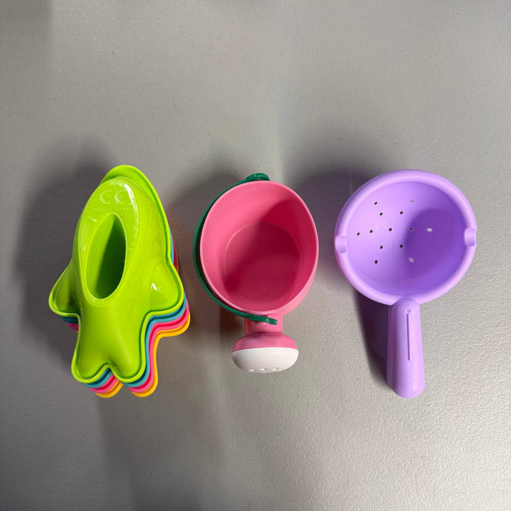 Baby Water Bath Toys Toddler Set - Colorful Stacking Cups & Watering Can - Open Box Like New