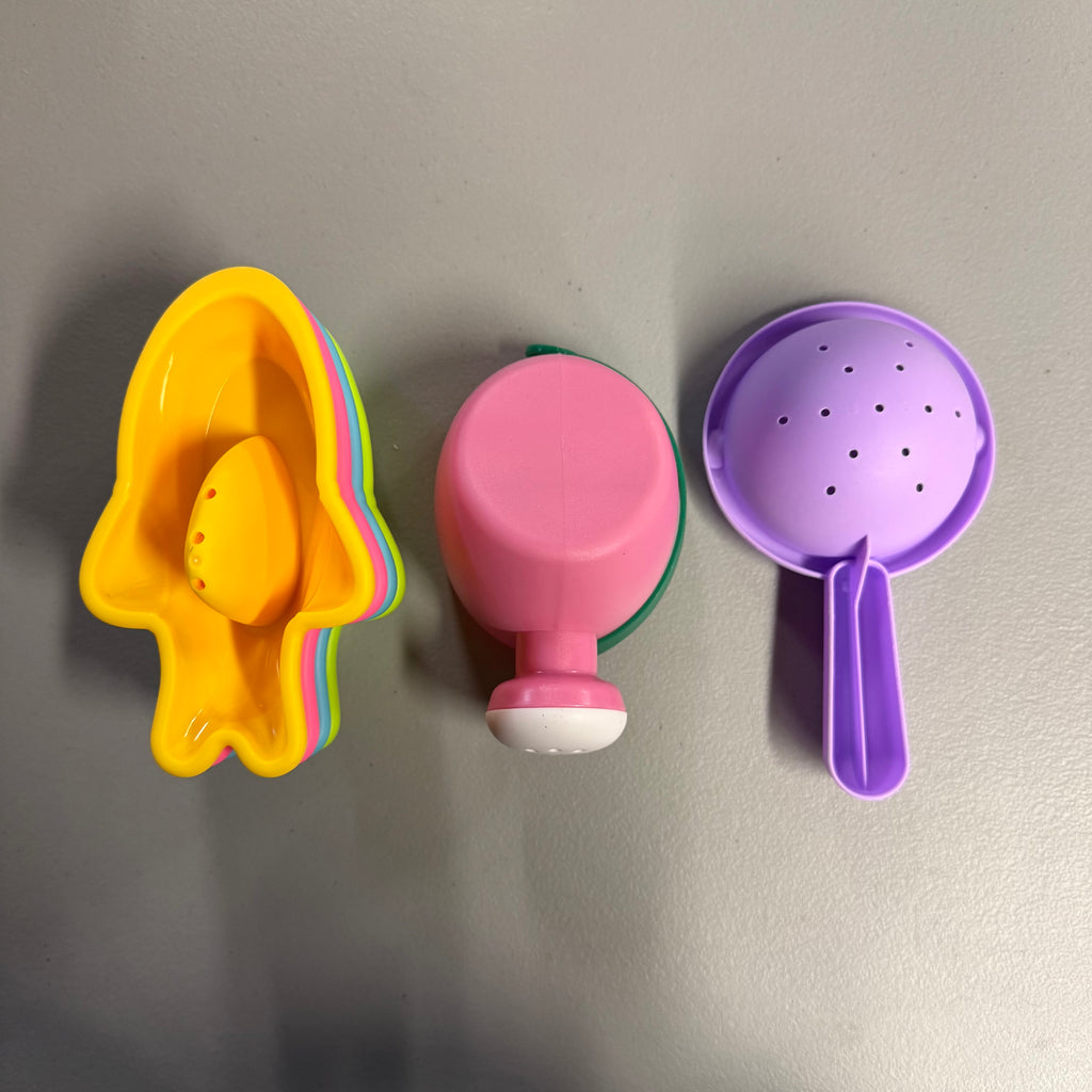 Baby Water Bath Toys Toddler Set - Colorful Stacking Cups & Watering Can - Open Box Like New