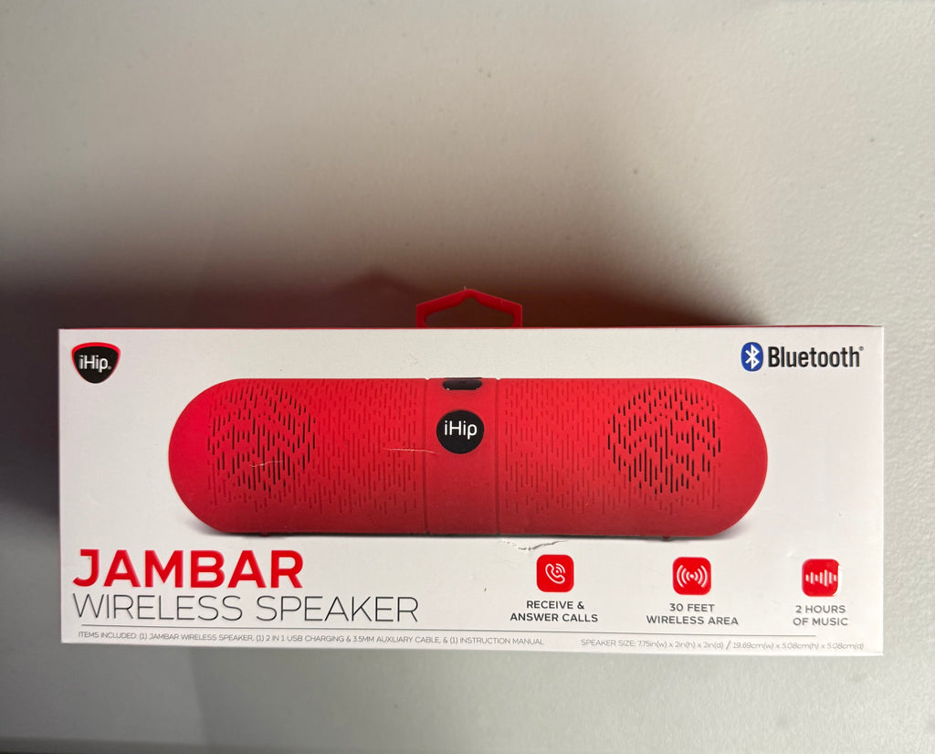 iHip Jambar Wireless Bluetooth Speaker - Portable with Radio & Hands-Free Calling - Open Box Like New