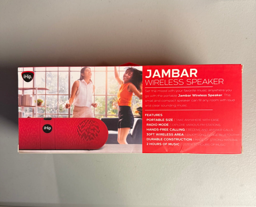 iHip Jambar Wireless Bluetooth Speaker - Portable with Radio & Hands-Free Calling - Open Box Like New