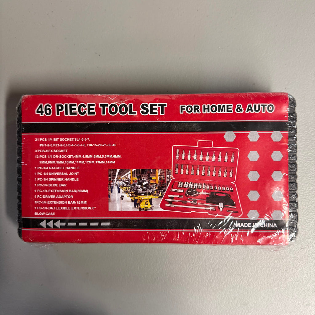 46 Piece Tool Set for Home & Auto - Socket Set with Ratchet & Extensions - Brand New Sealed